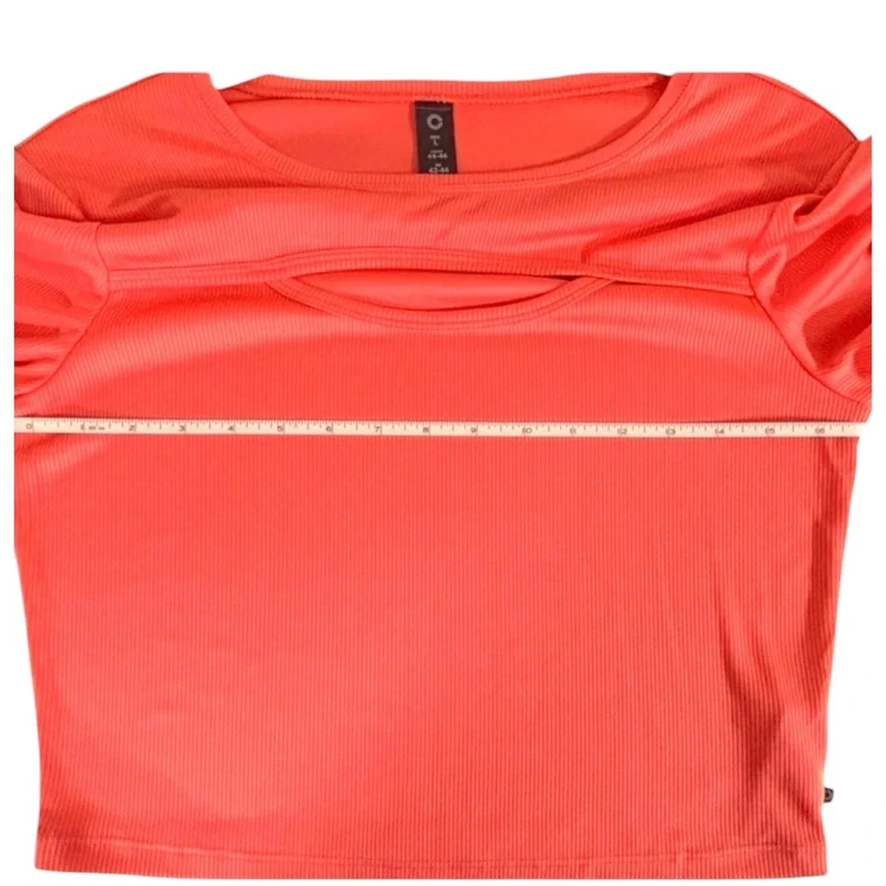 Cycle House By Marika Dubarry Ribbed Long Sleeve Keyhole Active Crop Top Large